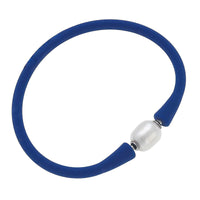 Bali Freshwater Pearl Silicone Bracelet in Royal Blue