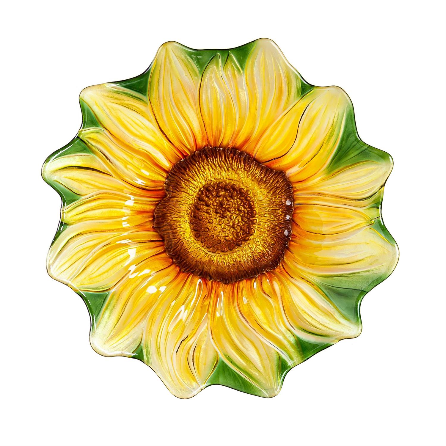 18" Hand Painted Sunflower Bird Bath