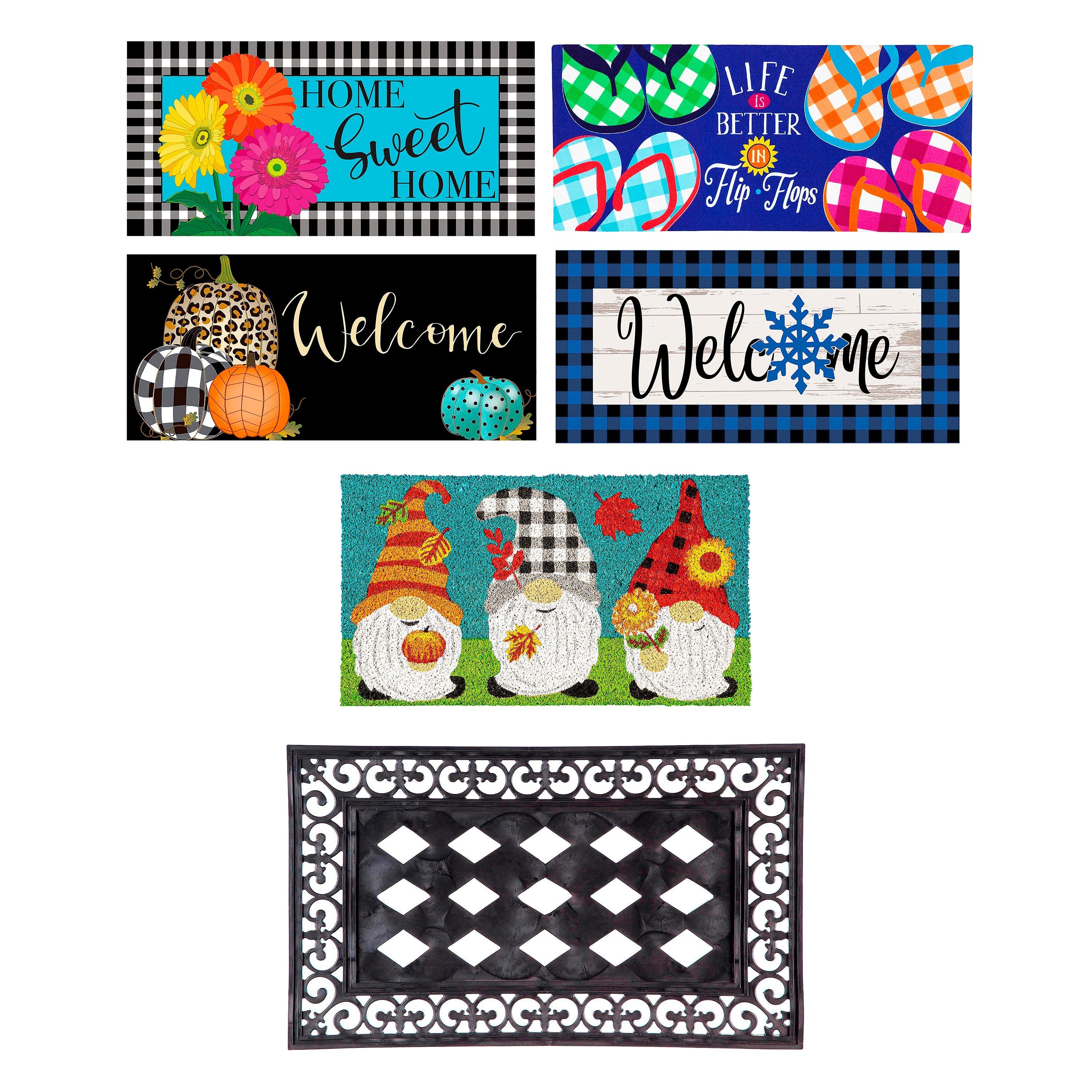 4-Season Sassafras Mats, Set of 6, Home Sweet Home