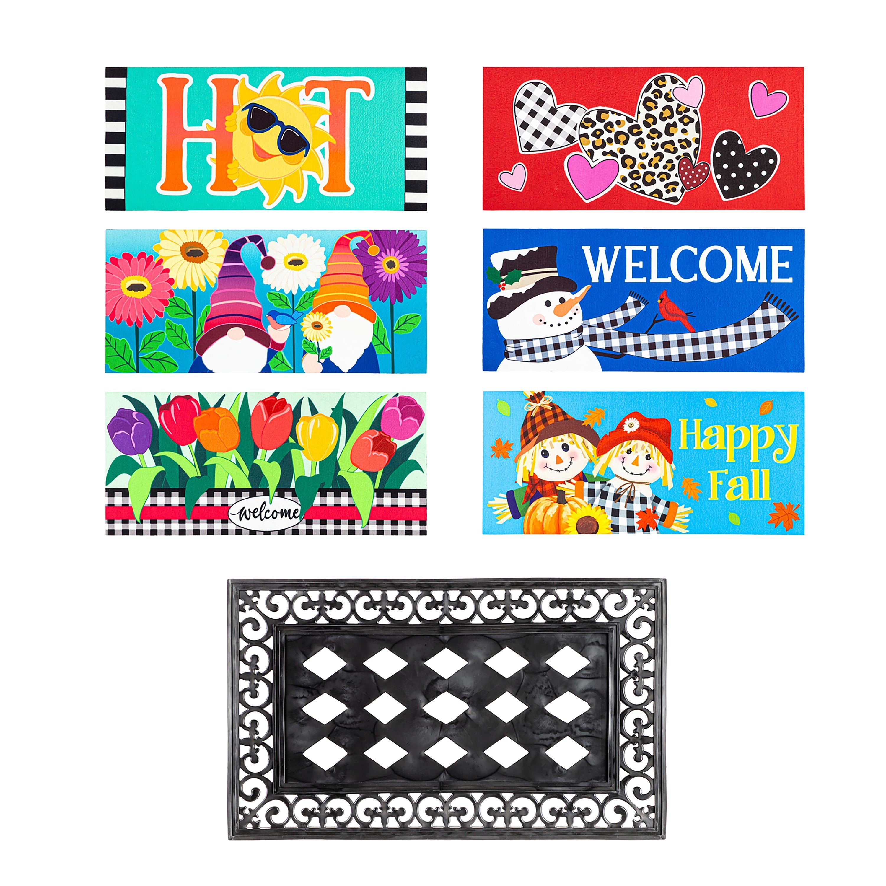 4-Season Sassafras Mats, Set of 6, Whimsical