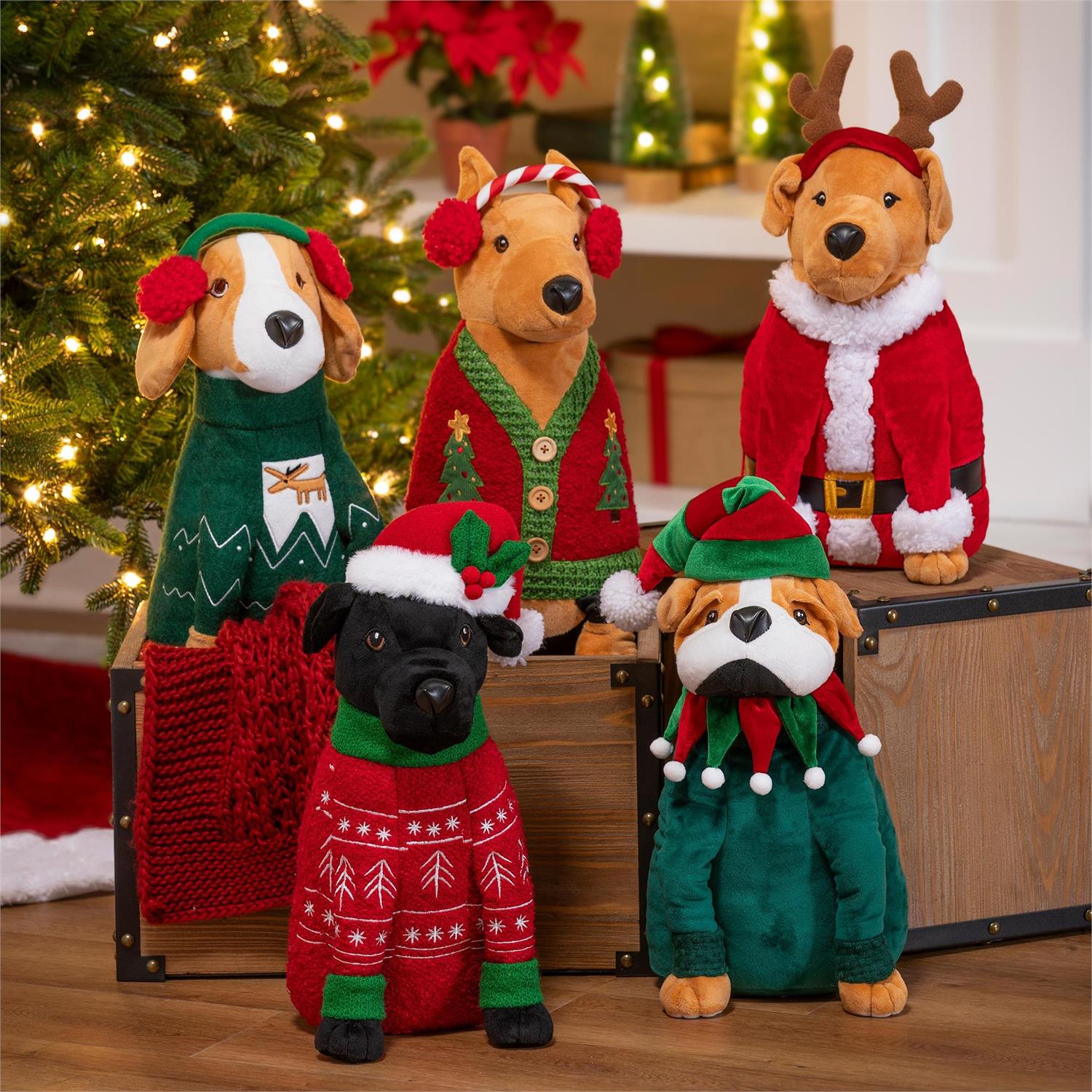 Christmas Dog Shaped Pillow 15.5"