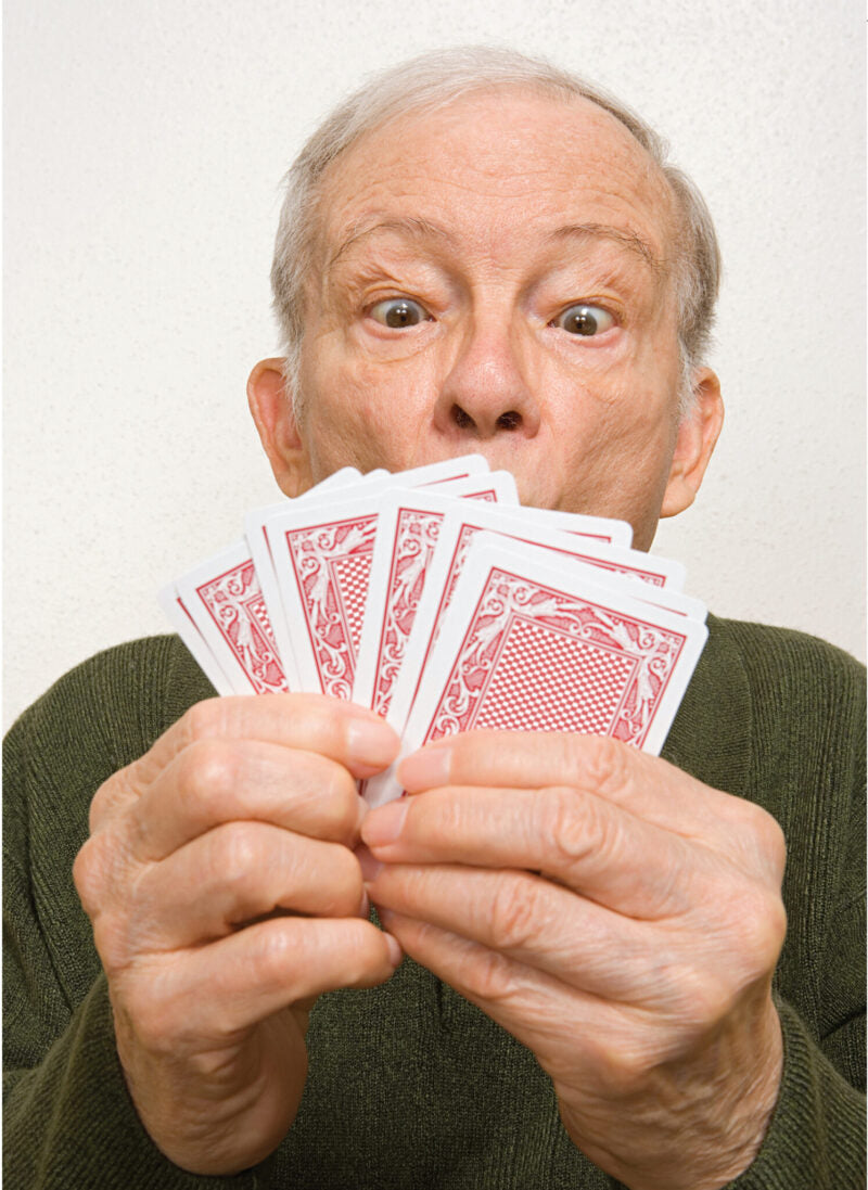 ELDERLY MAN PLAYING CARDS CARD - A. Dodson's