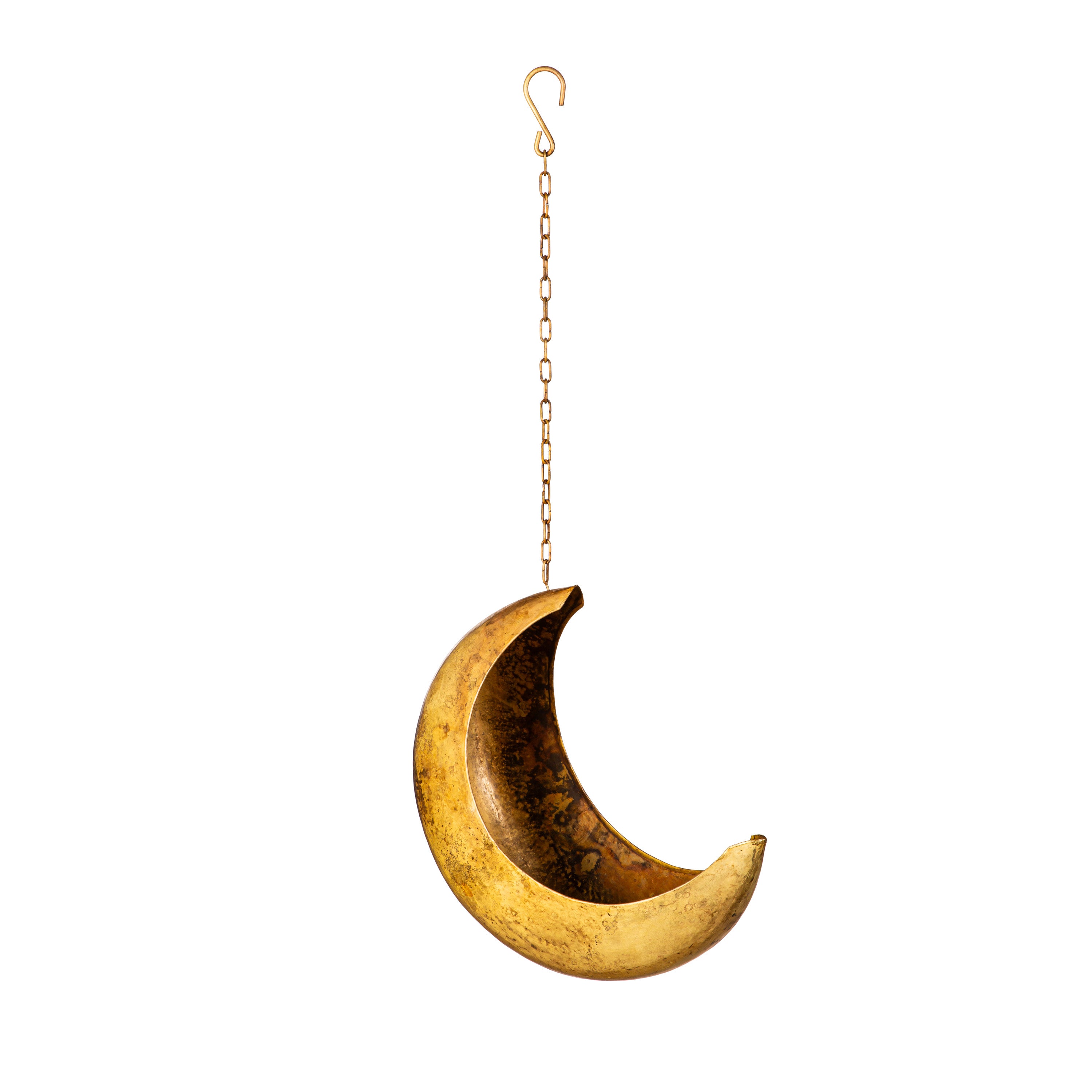 crescent moon hanging planter Gold Metal Hanging Moon Planter