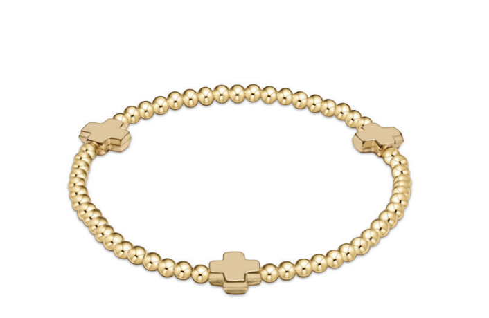 Signature Cross Gold Pattern 3mm Bead Bracelet - Purple main image 1