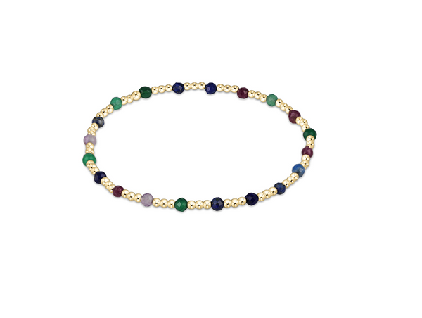 LAPIS GEMSTONE GOLD SINCERITY PATTERN 3MM BEAD BRACELET main image 0
