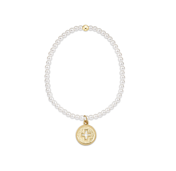 Extends Classic Pearl 3mm Bracelet - Love Gold Charm main image 0