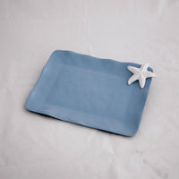 THANNI Rectangle Starfish Tray (Blue and White)