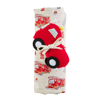 Fire Truck Swaddle & Rattle Set BY MUD PIE