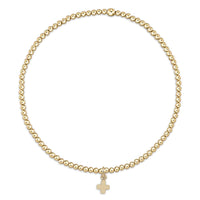 egirl classic gold 2mm bead bracelet - signature cross gold charm by enewton