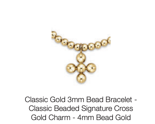 Signature Cross Beaded 4mm Gold Stud
