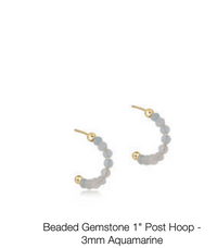 beaded gemstone 1" post hoop - 3mm aquamarine by enewton