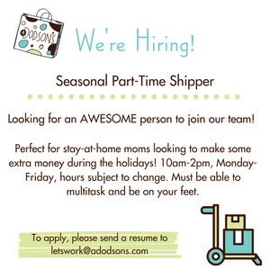 We're Hiring - Seasonal Part-Time Shipper!