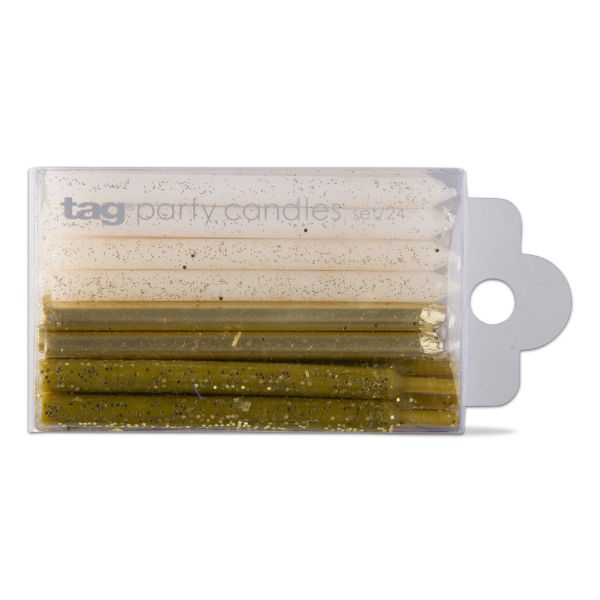 sparkle n shine short candle set of 24 - gold