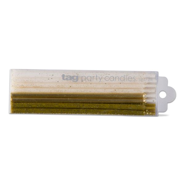 sparkle n shine tall candle set of 24 - gold