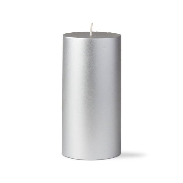 metallic pillar candle 3x6 - silver