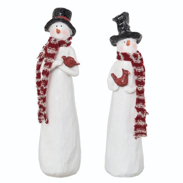 Small Resin Tall Scarf Snowman Figurines