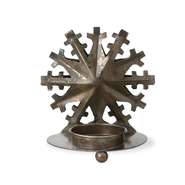 snowflake tealight holder - antique brass