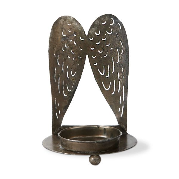 angel wings tealight holder - antique brass - A. Dodson's
