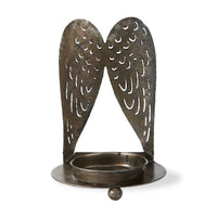 angel wings tealight holder - antique brass