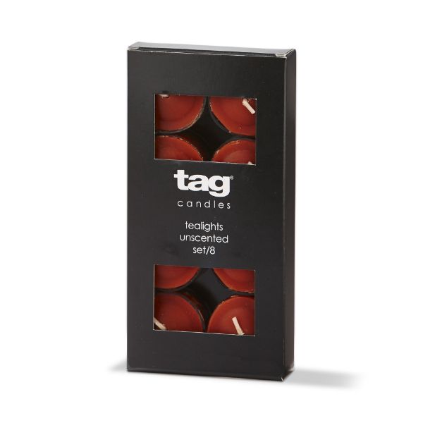 color studio tealight candles set of 8 - burnt sienna - A. Dodson's