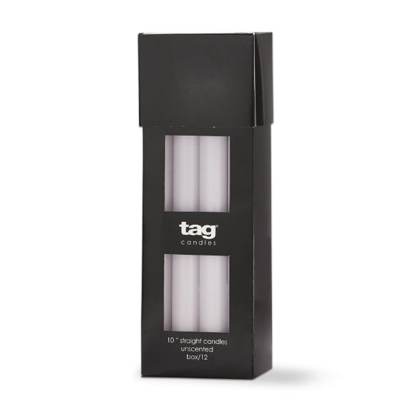 color studio 10" straight candle - white
