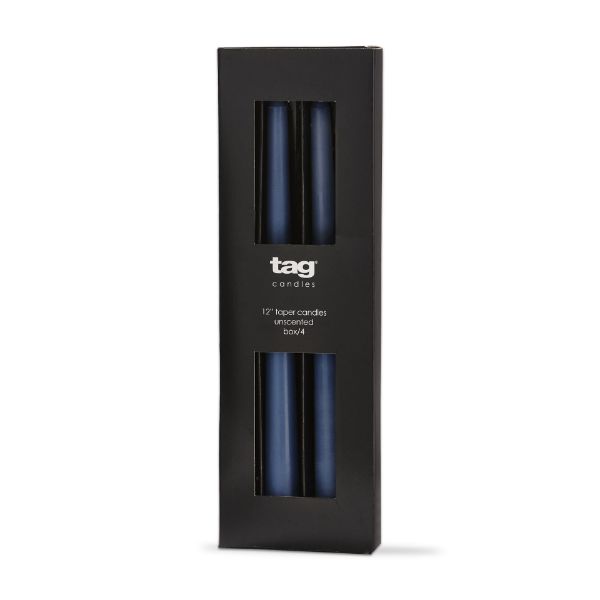 color studio 12" taper candle set of 4 - blue denim