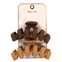 Matte Hair Claw Clips - Set of 2 - Tan/Brown
