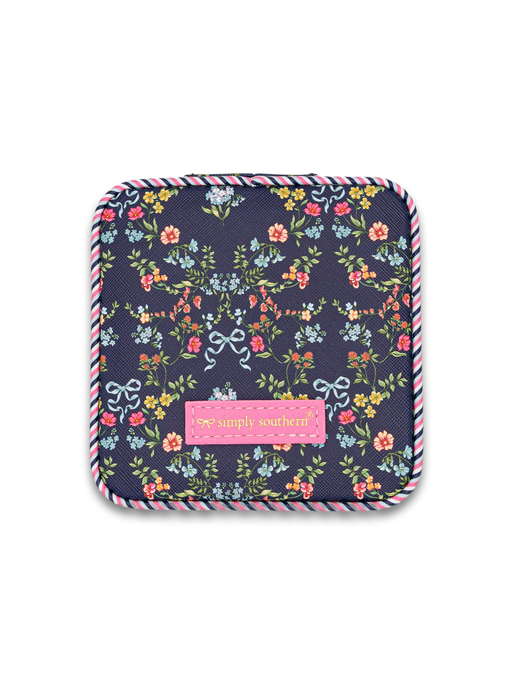 Simply Southern Quilted Jewelry Case - Navy Ribbon Floral by Simply Southern