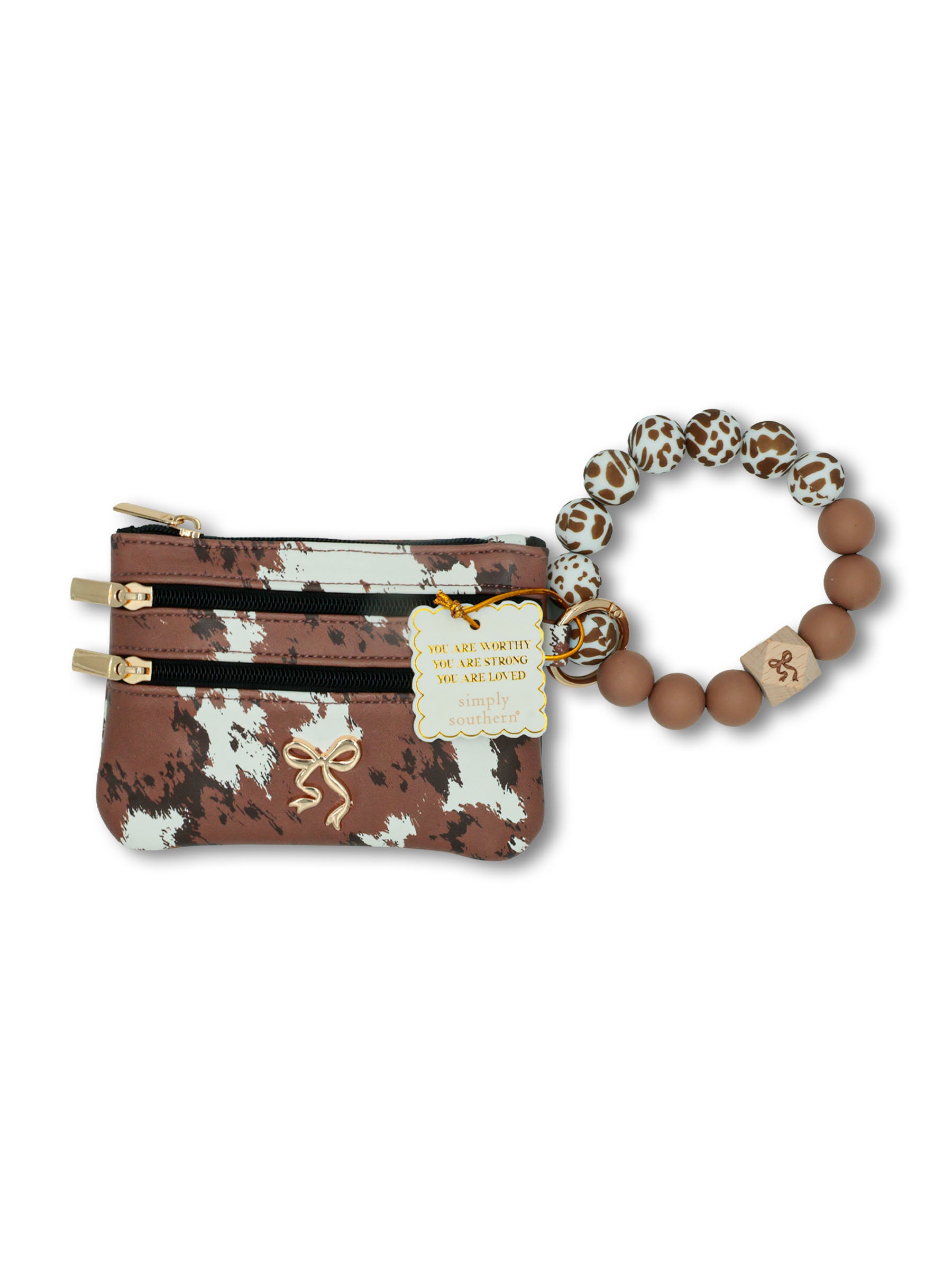 Simply Southern Beaded Bangle Wallet - Cow Print by Simply Southern
