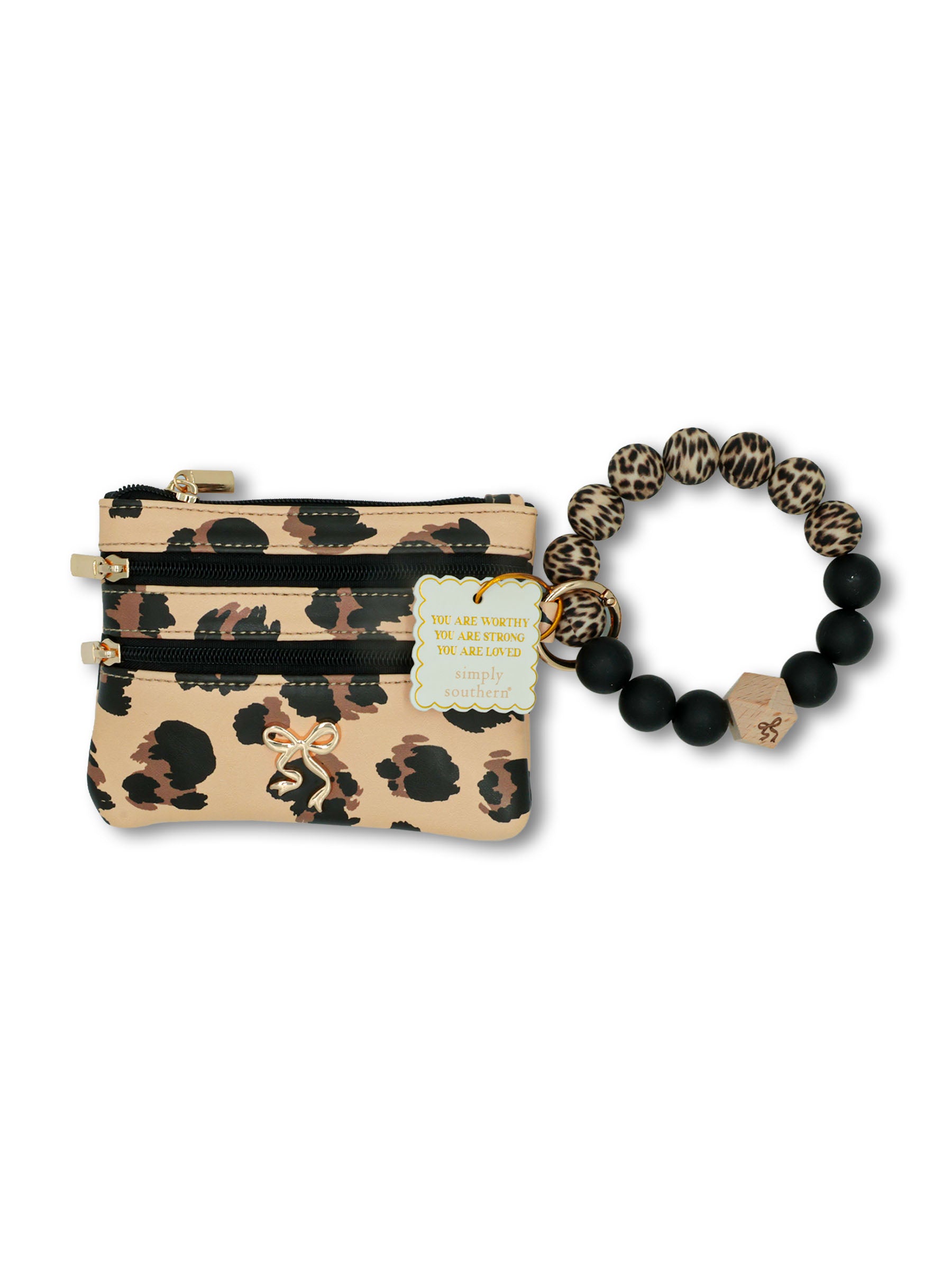 Simply Southern Beaded Bangle Wallet - Cream Leopard by Simply Southern