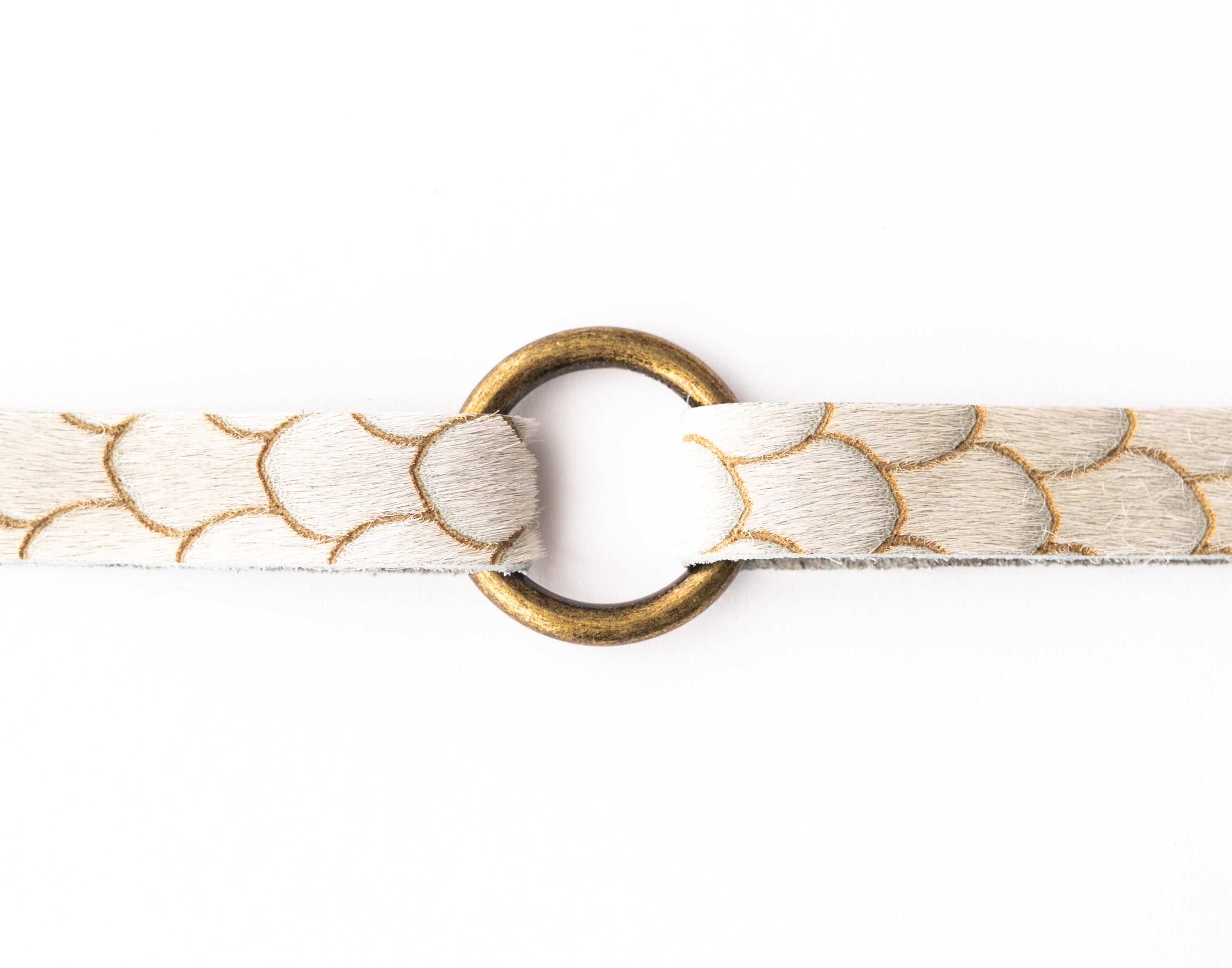 Scalloped in Taupe and Cream Leather Bracelet