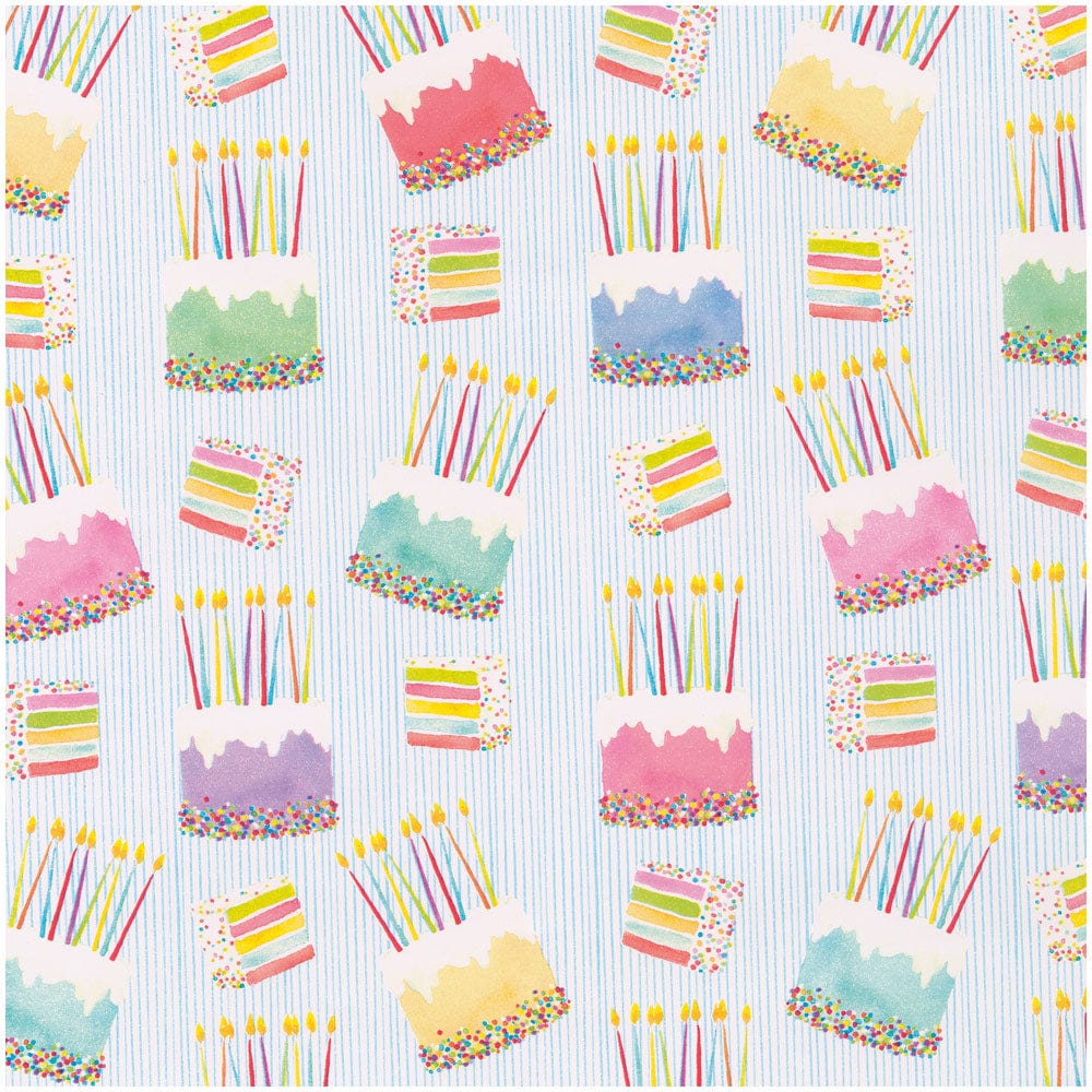 BIRTHDAY CAKE - ROLL WRAP 30 INCH X 8FT-2 INCH COR