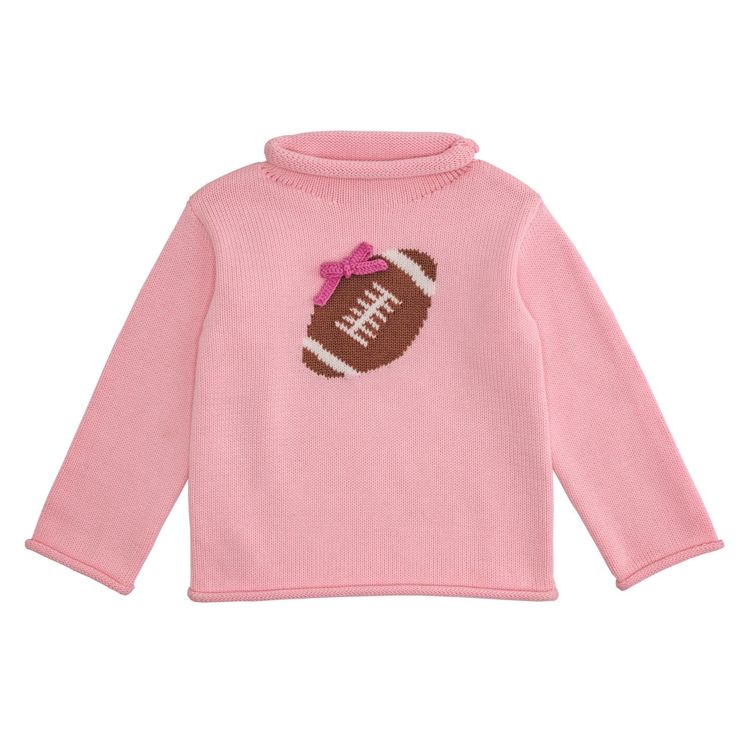 PINK FOOTBALL ROLLNECK SWEATER BY MUD PIE
