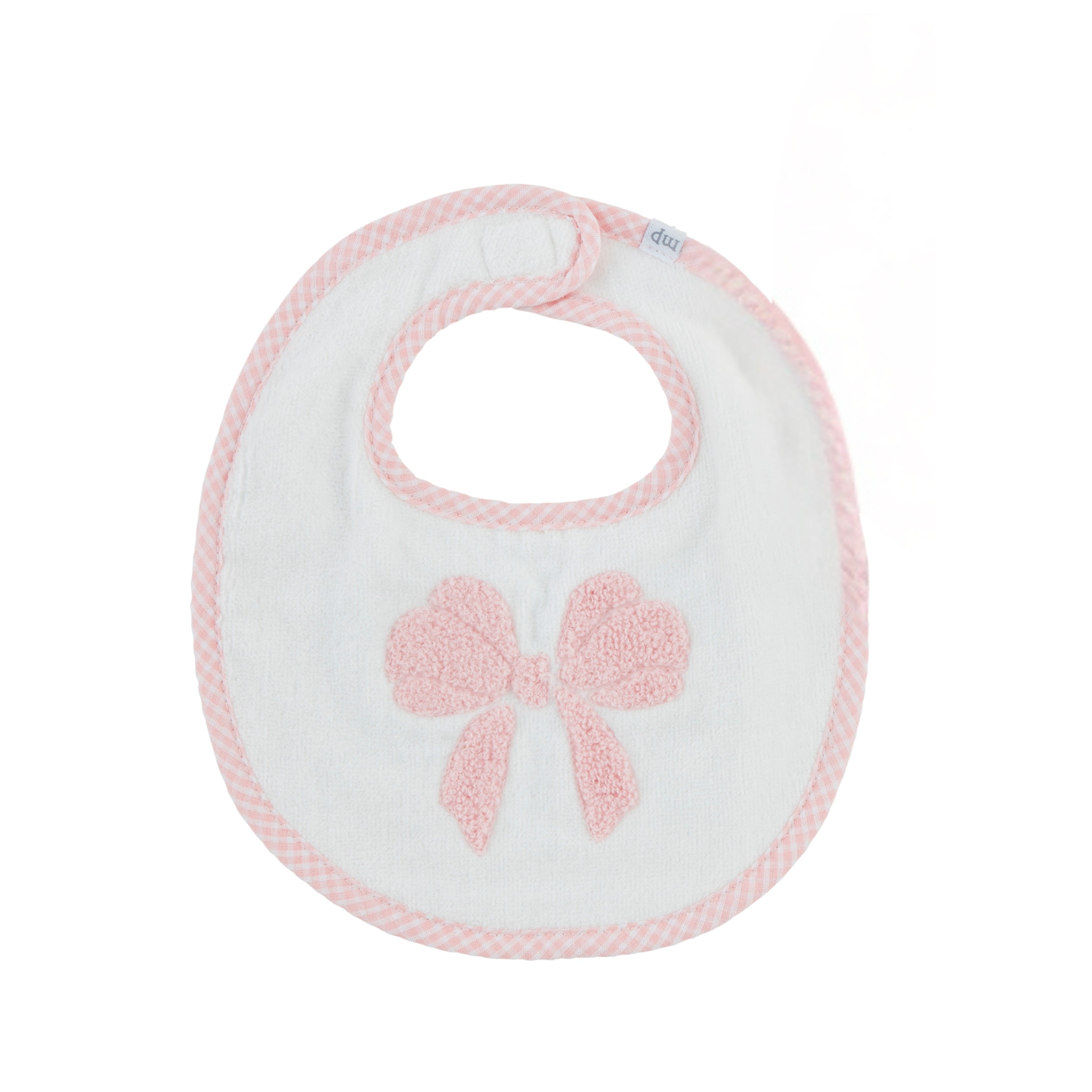 PINK BOUCLE BOW BIB By Mud Pie