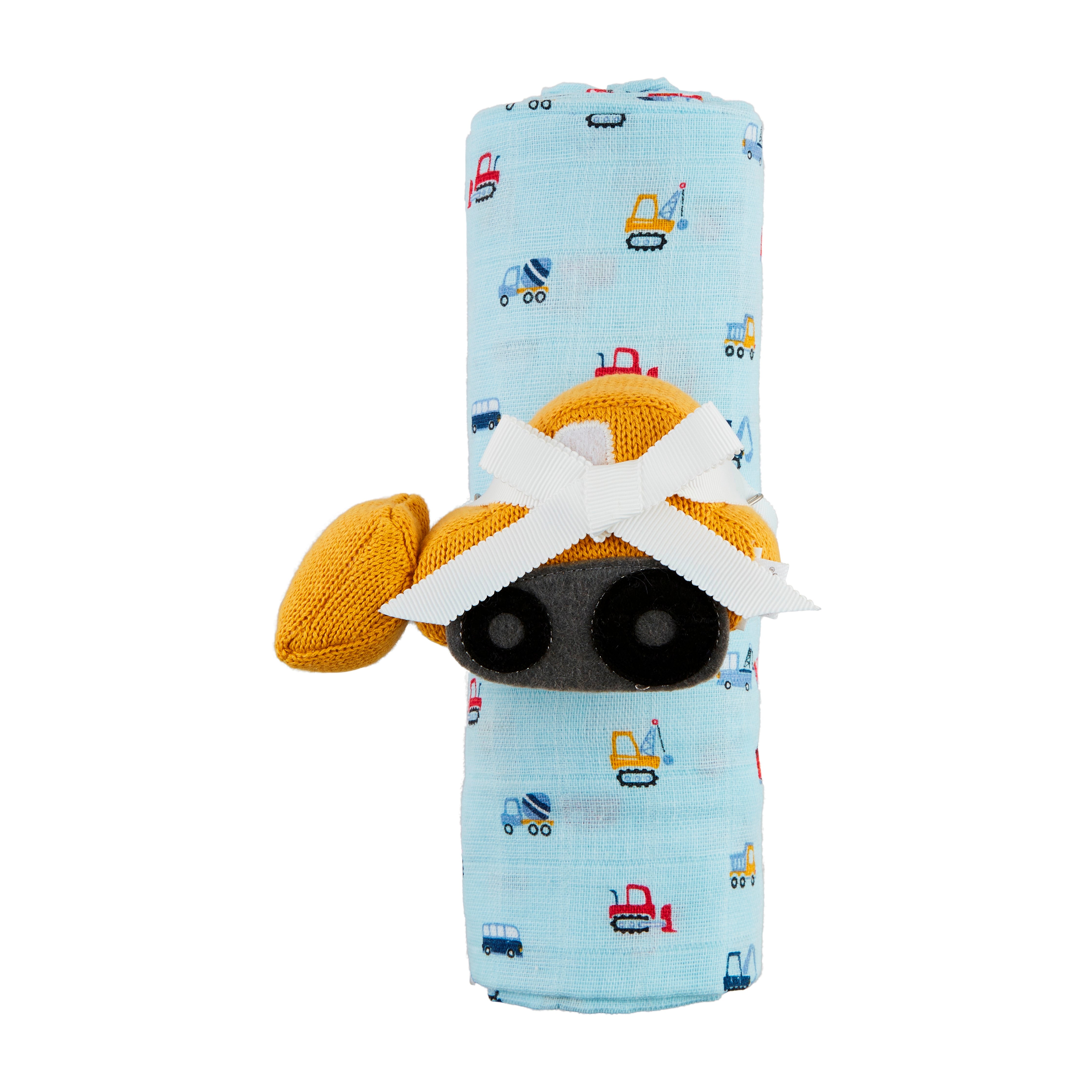 Construction Swaddle & Rattle Set By Mud Pie