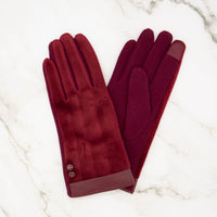 Melody Velvet Tech Gloves in Burgundy