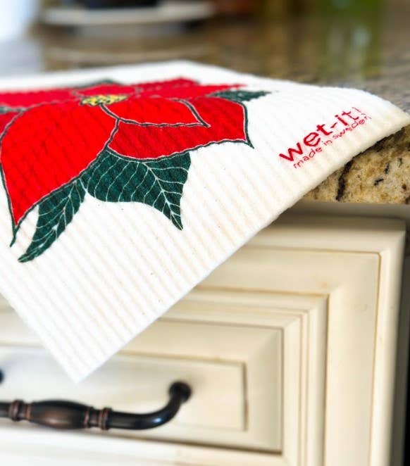 Blooming Poinsettia Swedish Cloth