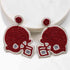 Football Helmet Beaded Earrings Crimson/White 2.5"
