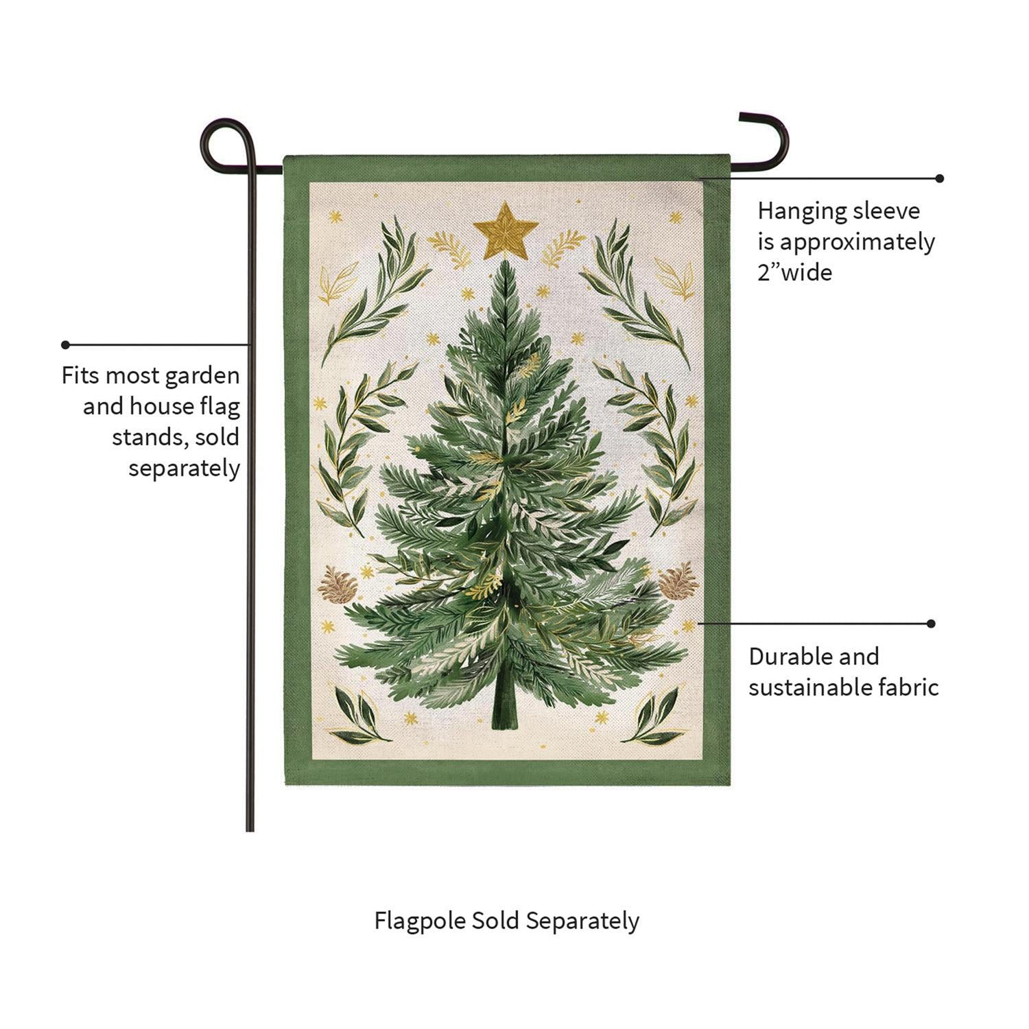 Christmas Tree With Acorn Burlap Garden Flag