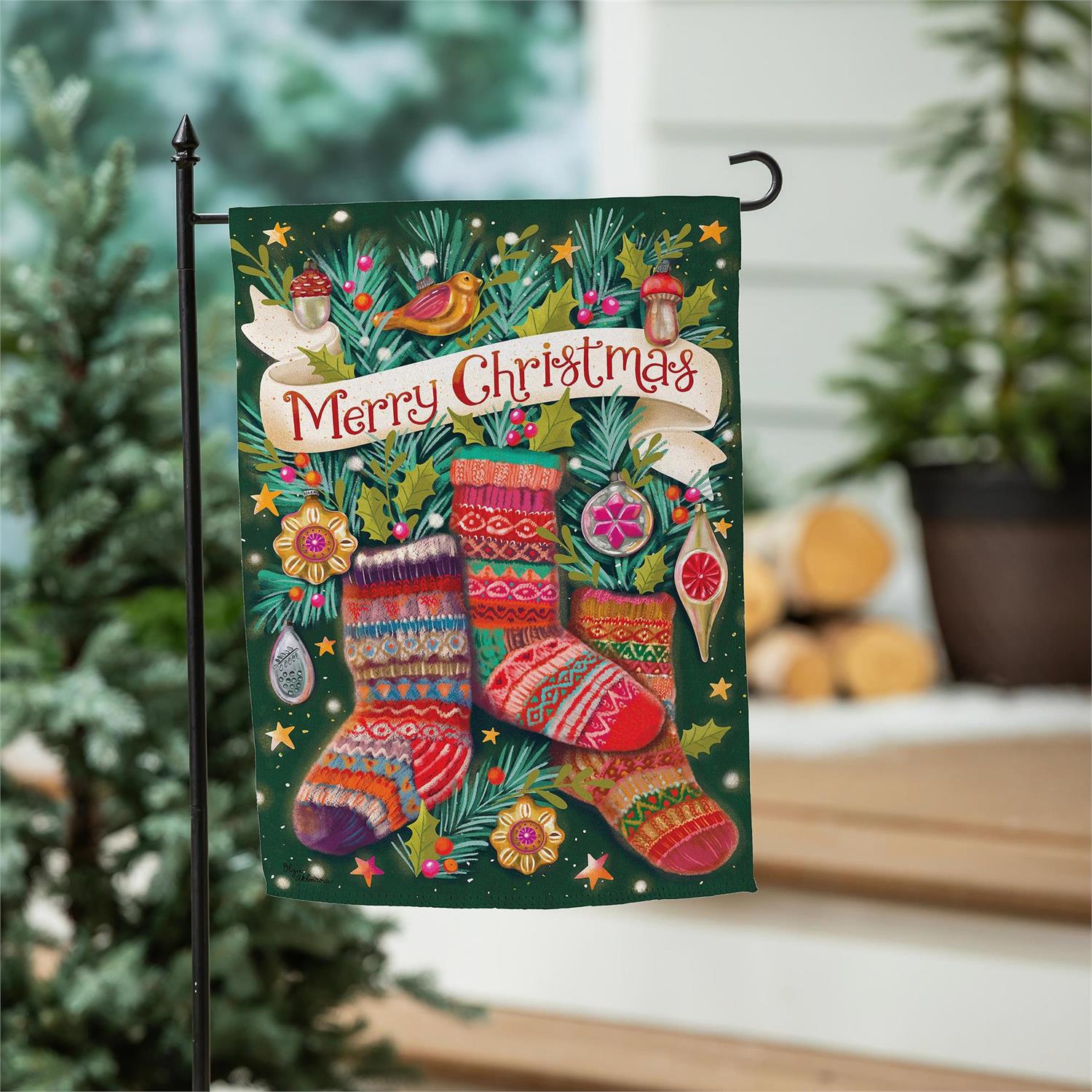 Sock Ornaments Suede Garden Flag
