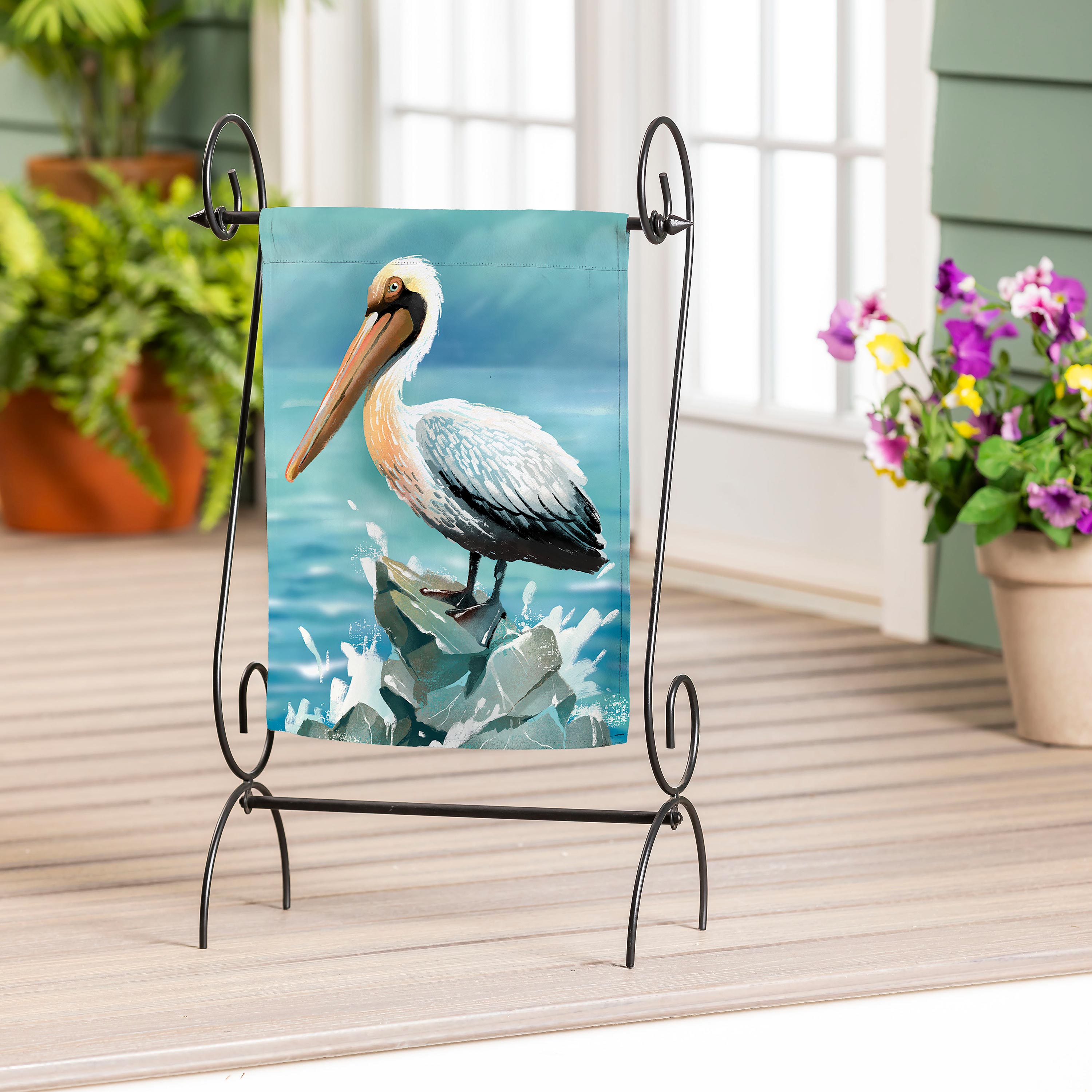 Summer Pelican Suede Garden Flag