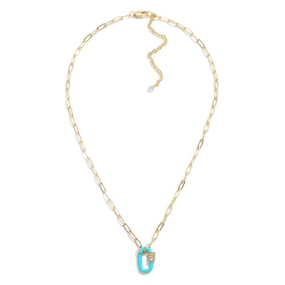 TURQUOISE OVAL LOCK NECKLACE - A. Dodson's