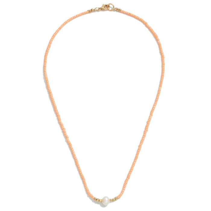 PEARL AND SEED BEAD NECKLACE - PEACH