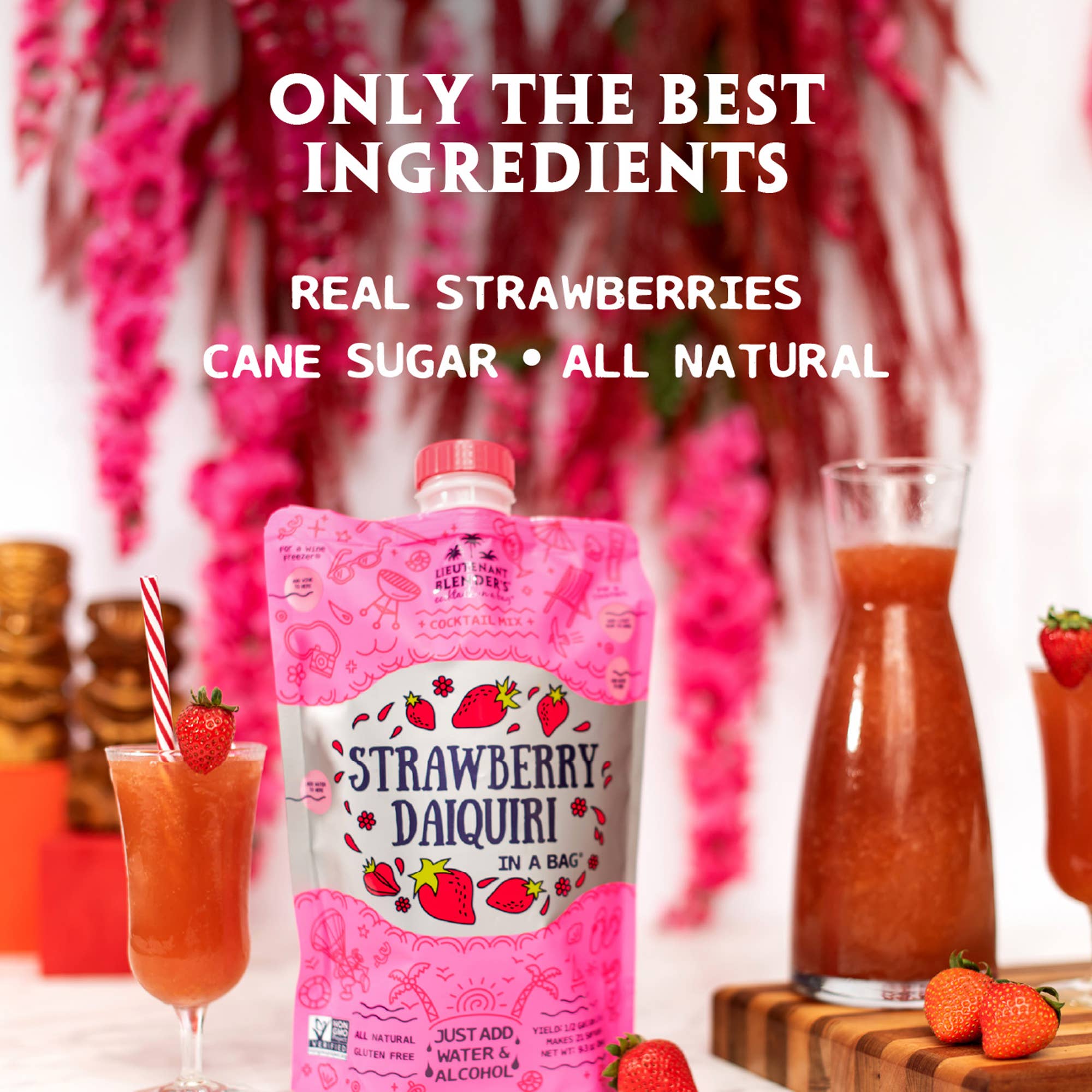 Strawberry Daiquiri in a Bag Cocktail/Mocktail Slushie Mixer