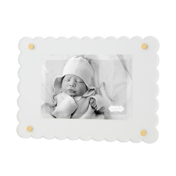 White Scallop Acrylic Frame BY MUD PIE