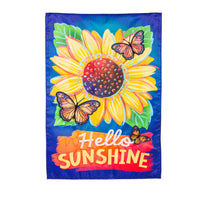 Hello Sunshine and Butterflies Applique Garden Flag