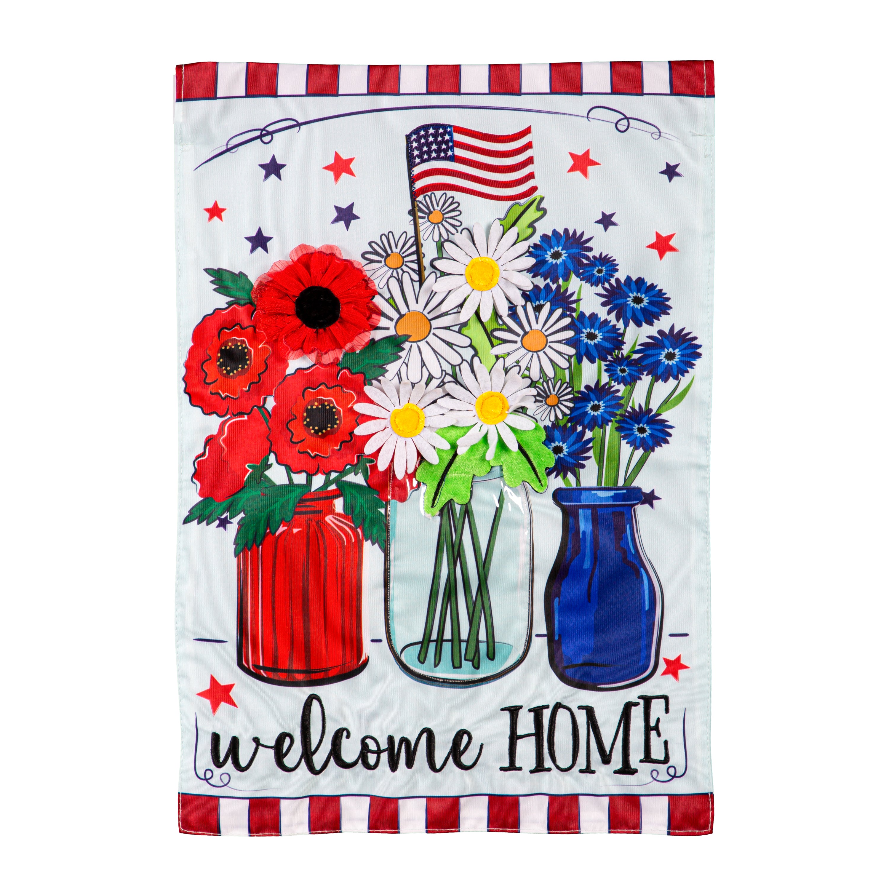 Patriotic Floral Applique Garden Flag - A. Dodson's