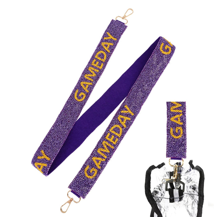 Game Day Seed Beaded Crossbody Shoulder Bag Strap | Purple Gold