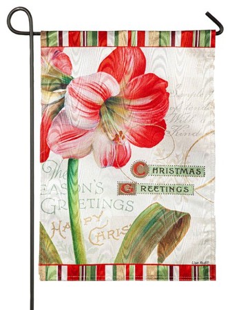 Christmas Greetings Amaryllis Moire Garden Flag
