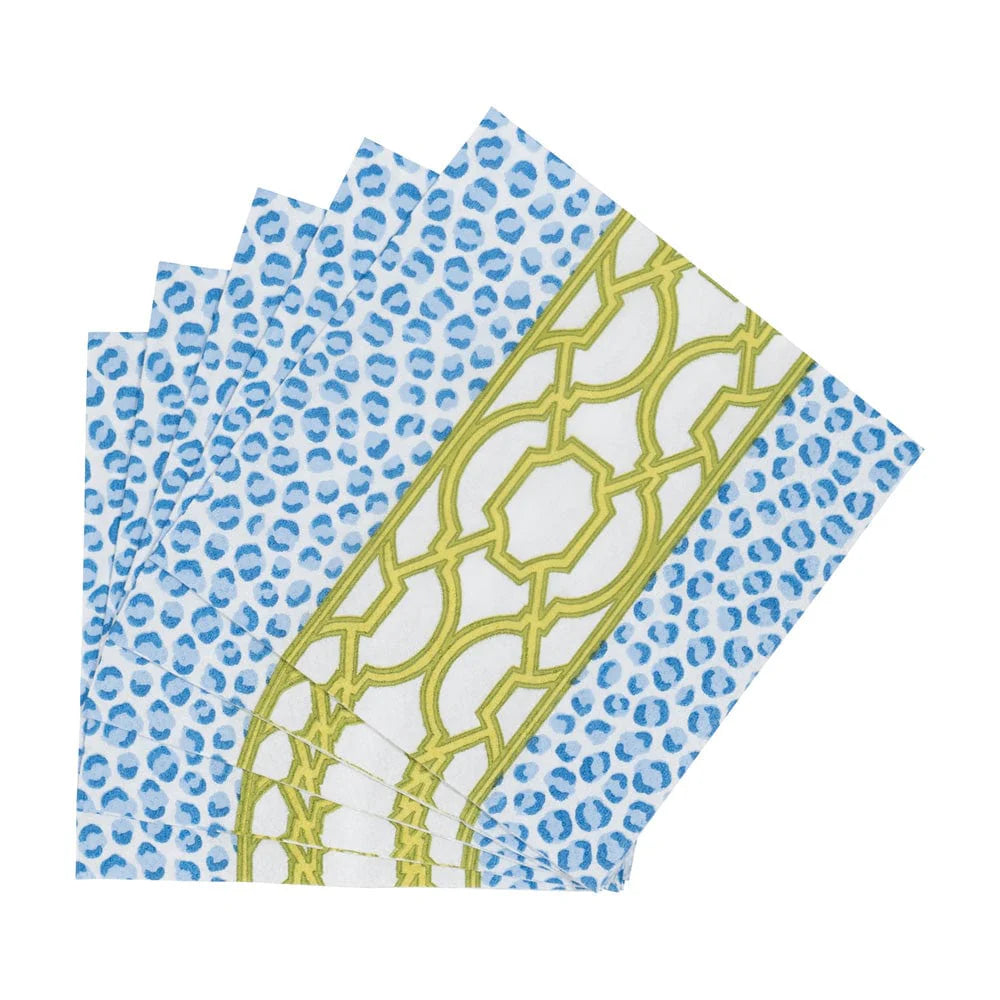 KNOTS AND SPOTS BLUE/GREEN - NAPKIN COCKTAIL